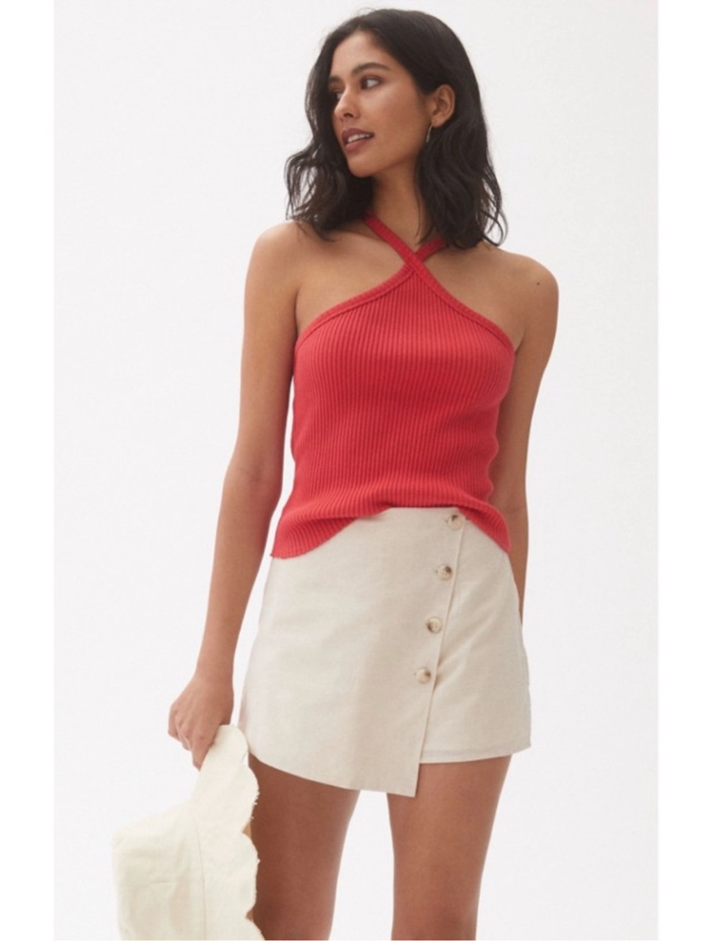 Anthropologie Button-Front Mini Skort